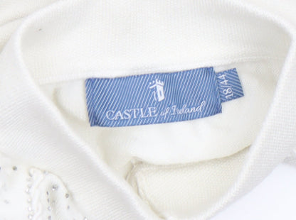 Womens UK Size 18 Castle of Ireland White Pullover Jumper