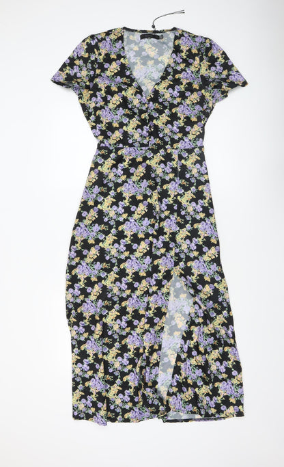 Missguided Women’s Multicoloured Floral Midi Wrap Dress Size 10