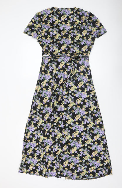 Missguided Women’s Multicoloured Floral Midi Wrap Dress Size 10