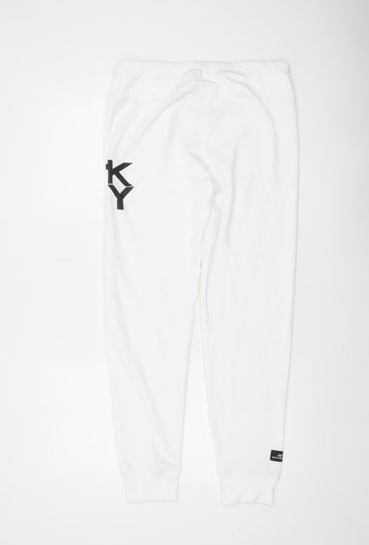 Womens UK Size S DKNY Regular Fit Jogger White Trousers