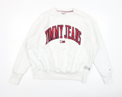 Womens UK Size XL Tommy Jeans White Pullover Sweatshirt