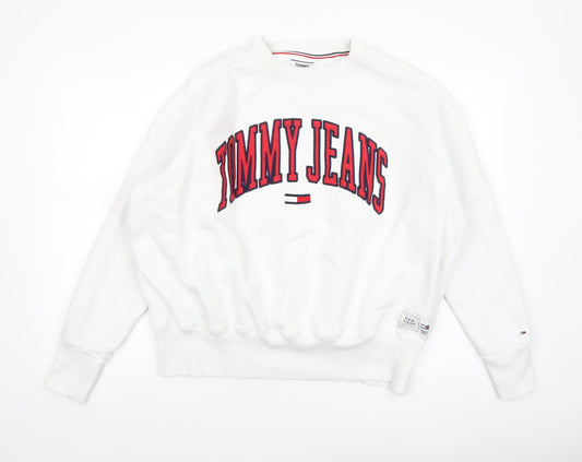 Womens UK Size XL Tommy Jeans White Pullover Sweatshirt