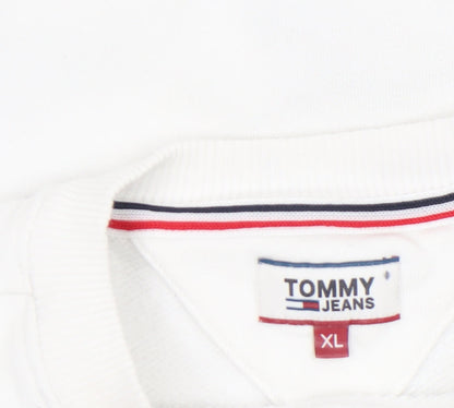 Womens UK Size XL Tommy Jeans White Pullover Sweatshirt