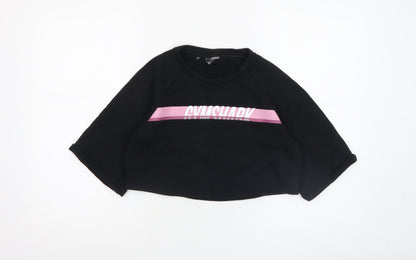 Womens UK Size S Gymshark Black Cropped T-Shirt