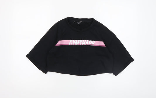 Womens UK Size S Gymshark Black Cropped T-Shirt