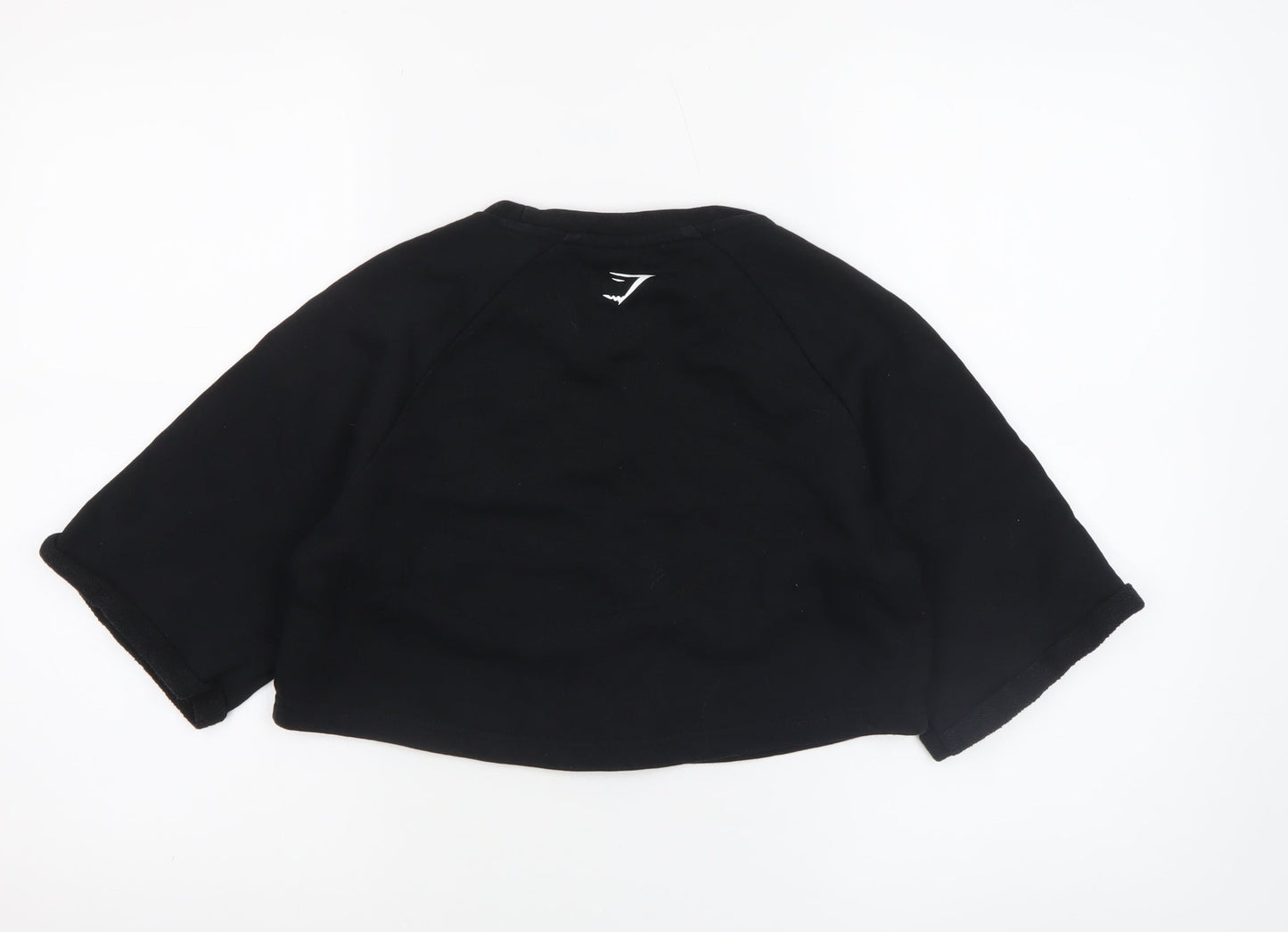 Womens UK Size S Gymshark Black Cropped T-Shirt