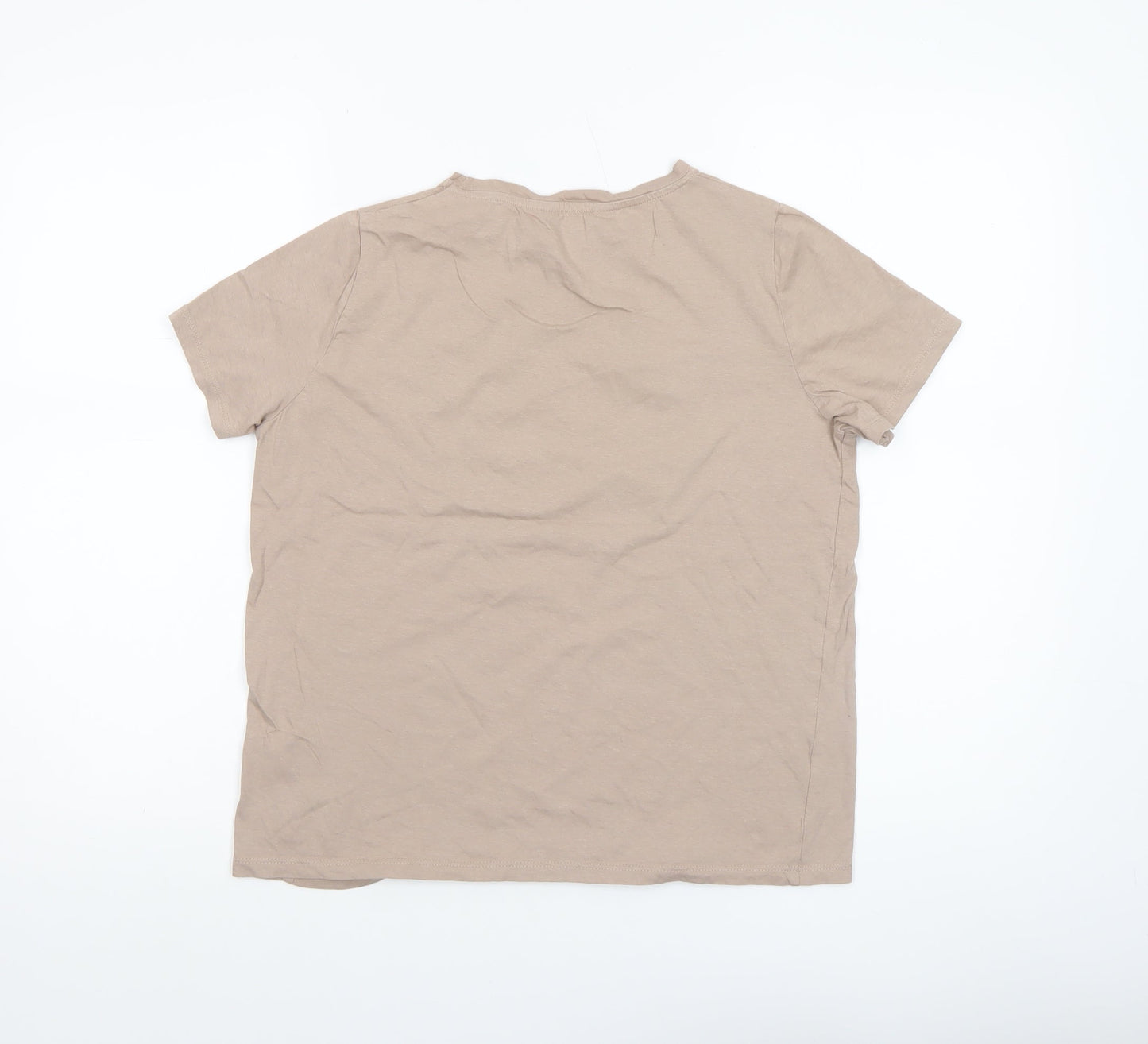 Womens UK Size 10 New Look Beige Basic T-Shirt