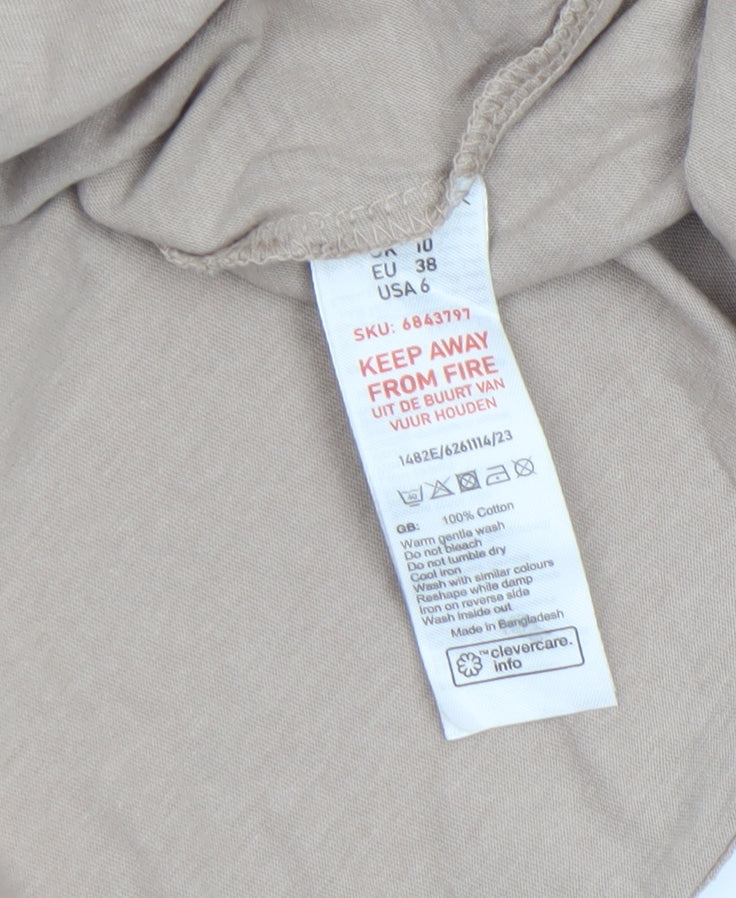 Womens UK Size 10 New Look Beige Basic T-Shirt