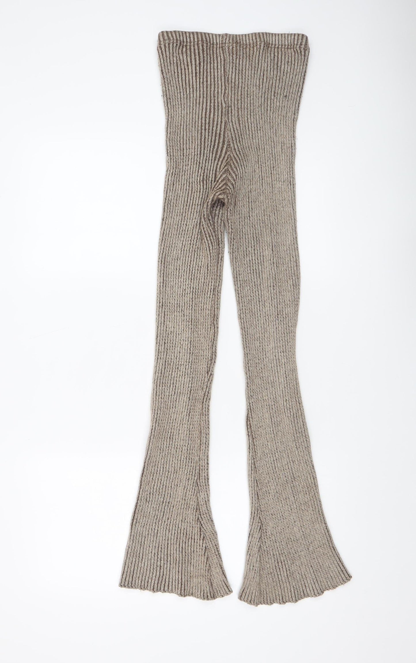 Womens UK Size XS Missy Empire Slim Fit Flared Beige Trousers