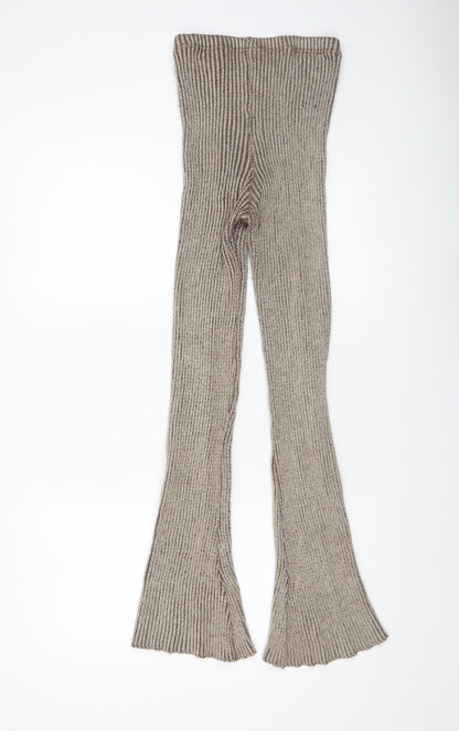 Womens UK Size XS Missy Empire Slim Fit Flared Beige Trousers