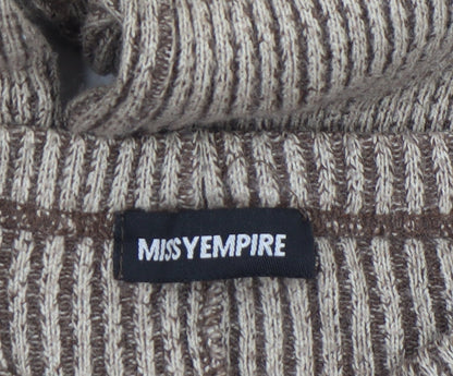 Womens UK Size XS Missy Empire Slim Fit Flared Beige Trousers