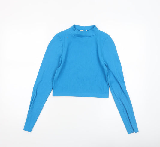 Womens UK Size S Stradivarius Blue Cropped T-Shirt