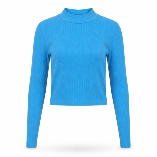 Womens UK Size S Stradivarius Blue Cropped T-Shirt
