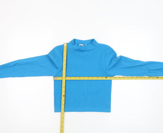 Womens UK Size S Stradivarius Blue Cropped T-Shirt