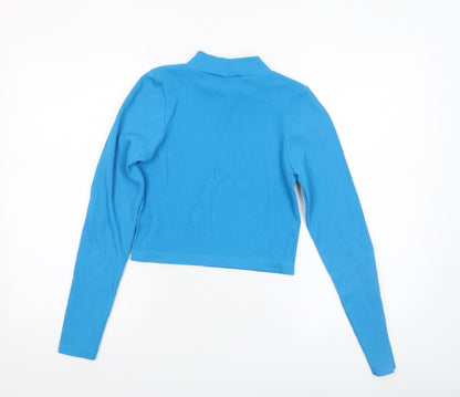 Womens UK Size S Stradivarius Blue Cropped T-Shirt