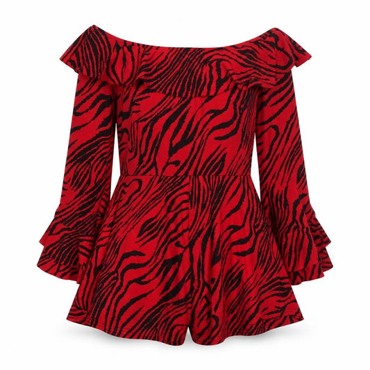 Womens UK Size 10 Boohoo One-Piece Red Playsuit