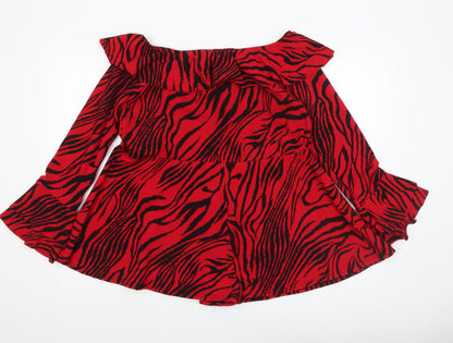 Womens UK Size 10 Boohoo One-Piece Red Playsuit