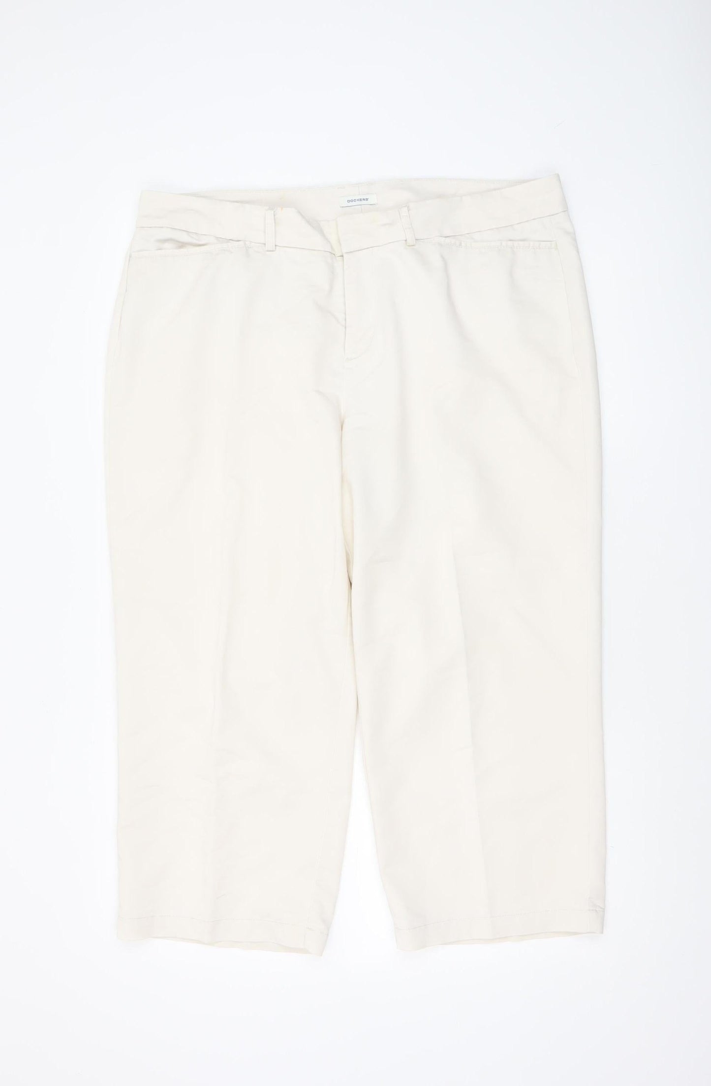 Womens UK Size 16 DOCKERS Regular Fit Cropped Ivory Trousers