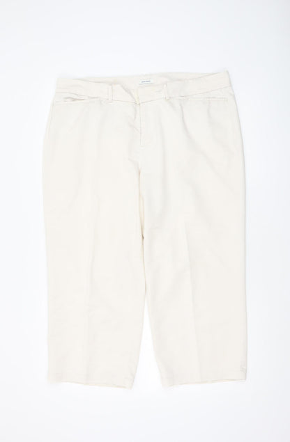 Womens UK Size 16 DOCKERS Regular Fit Cropped Ivory Trousers