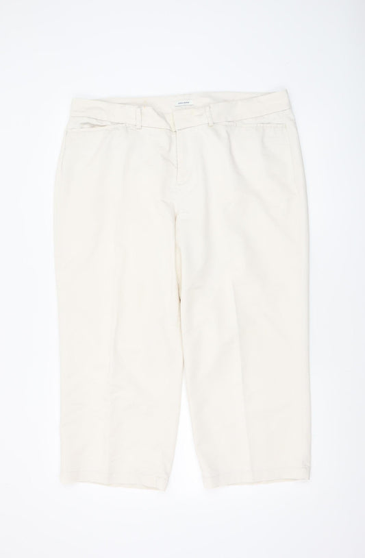 Womens UK Size 16 DOCKERS Regular Fit Cropped Ivory Trousers