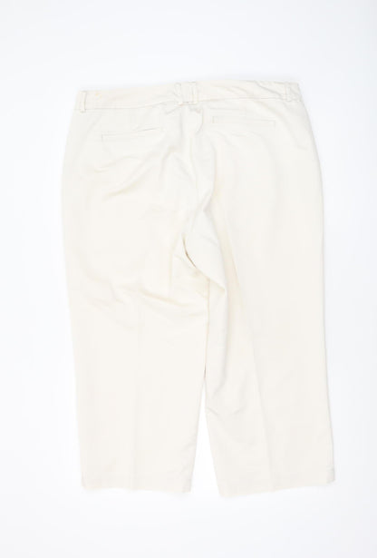 Womens UK Size 16 DOCKERS Regular Fit Cropped Ivory Trousers