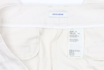 Womens UK Size 16 DOCKERS Regular Fit Cropped Ivory Trousers