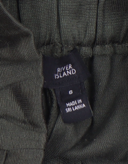 Womens UK Size 6 River Island Regular Fit Paperbag Green Trousers