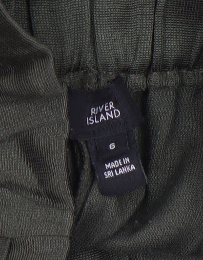 Womens UK Size 6 River Island Regular Fit Paperbag Green Trousers