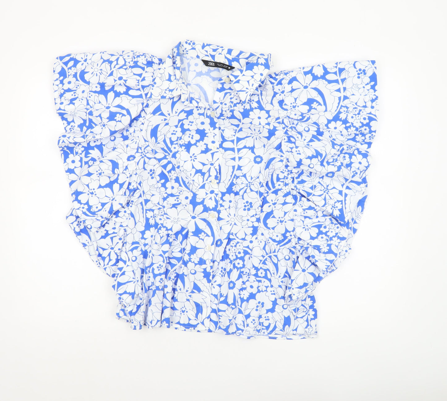 Womens UK Size L Zara Blue Tunic Blouse