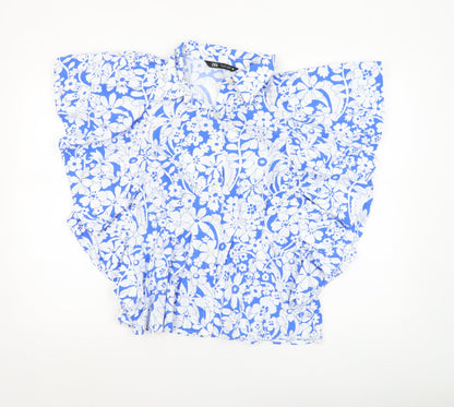 Womens UK Size L Zara Blue Tunic Blouse