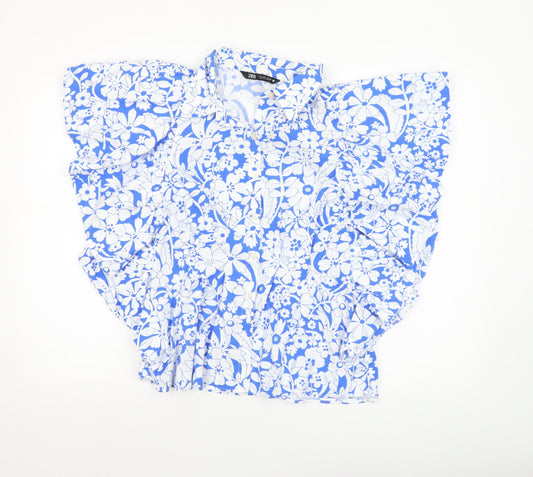 Womens UK Size L Zara Blue Tunic Blouse