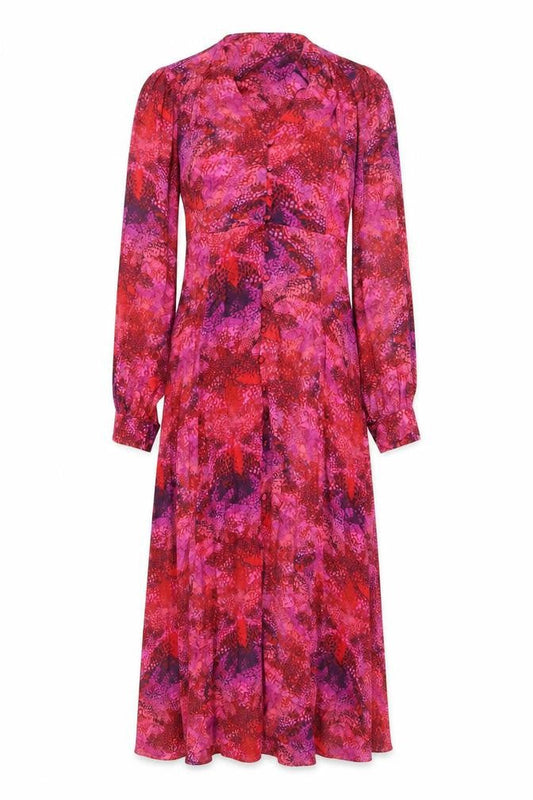 Front view of Gallery women’s multicoloured viscose midi a-line dress uk 12