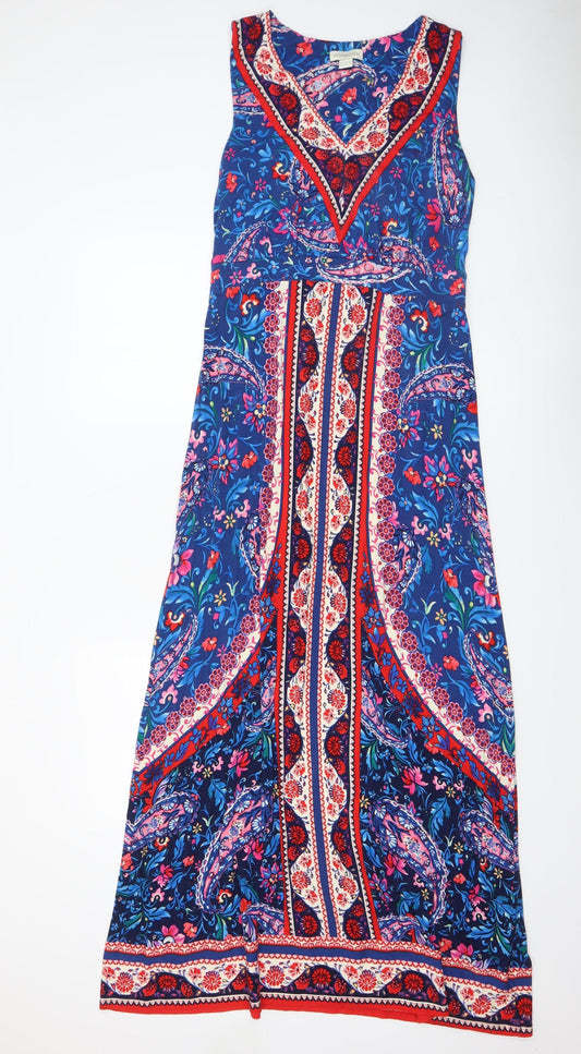 Monsoon Womens Multicoloured Viscose Paisley A-Line Sleeveless Midi Dress Size 12
