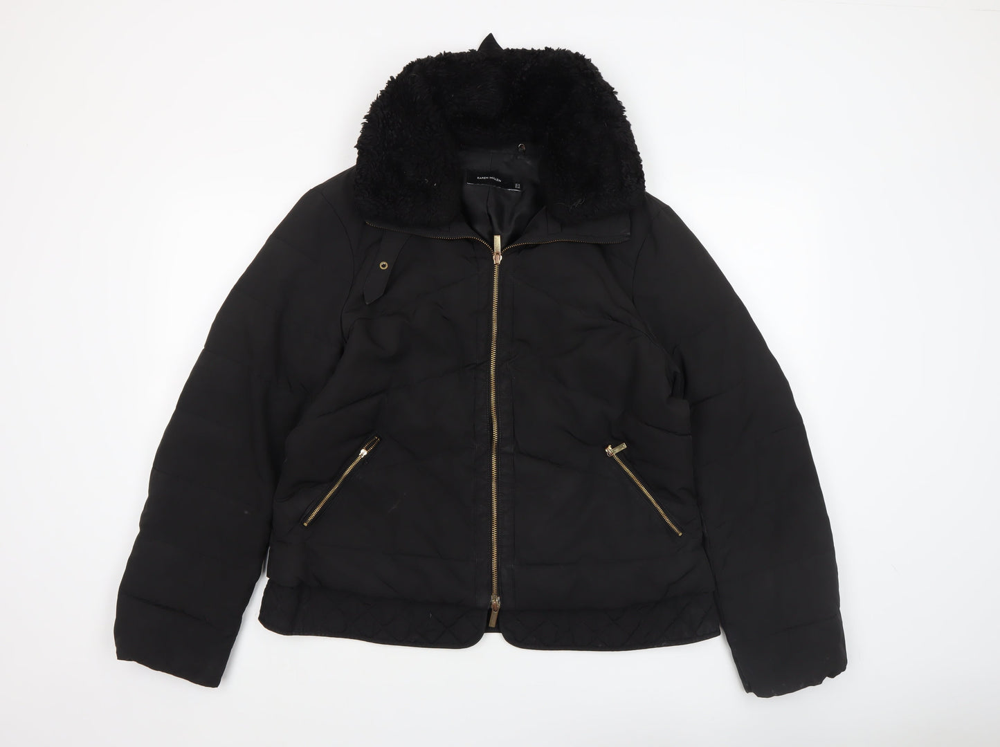 Womens UK Size 16 Karen Millen Black Puffer Jacket