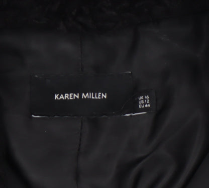 Womens UK Size 16 Karen Millen Black Puffer Jacket