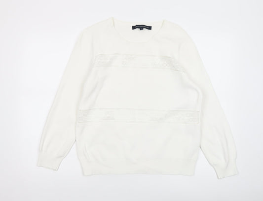 French Connection Women’s White Cotton Lace Knit Jumper Size M