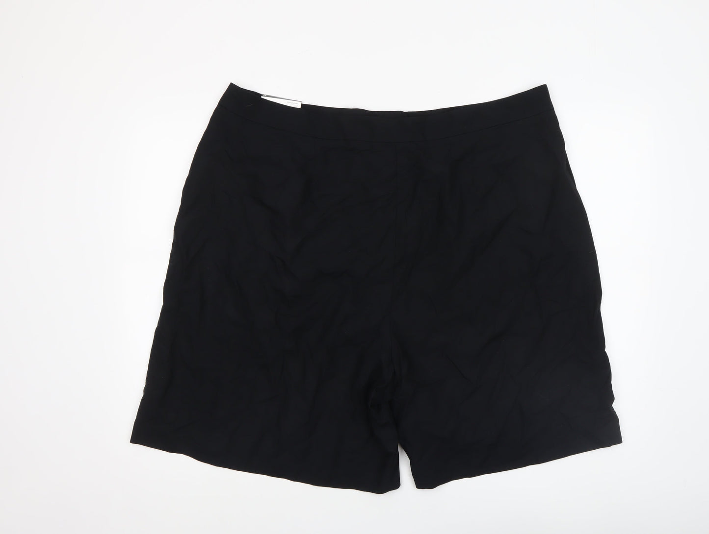 F&F Women’s Black Linen Blend Pleated Chino Shorts UK 22
