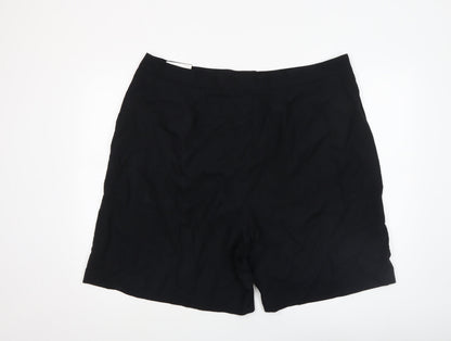 F&F Women’s Black Linen Blend Pleated Chino Shorts UK 22