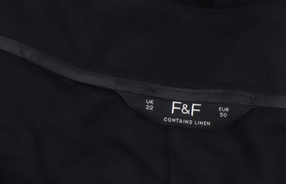 F&F Women’s Black Linen Blend Pleated Chino Shorts UK 22