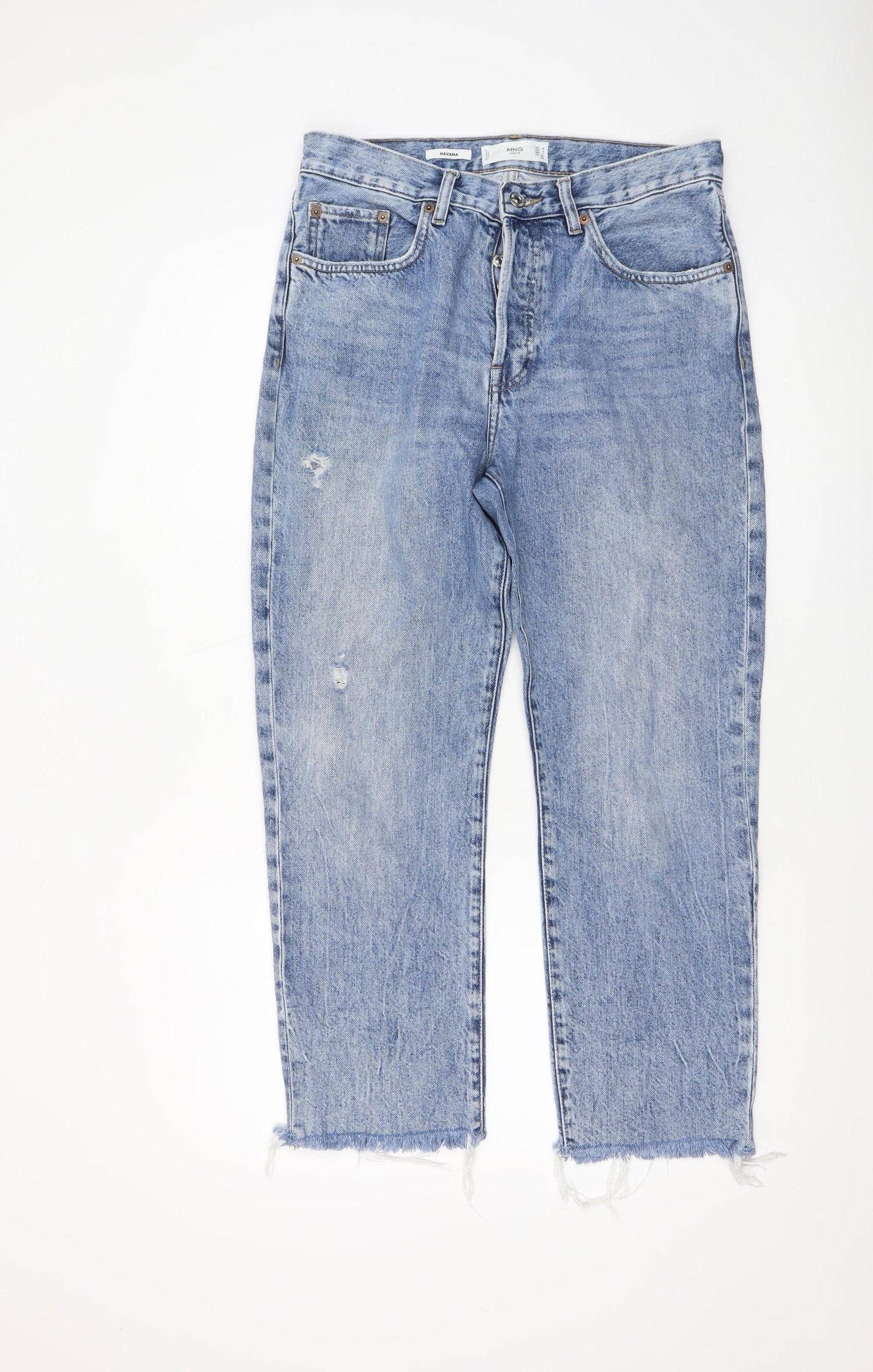 Womens UK Size 10 Mango Regular Fit Straight Blue Jeans