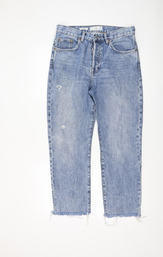 Womens UK Size 10 Mango Regular Fit Straight Blue Jeans