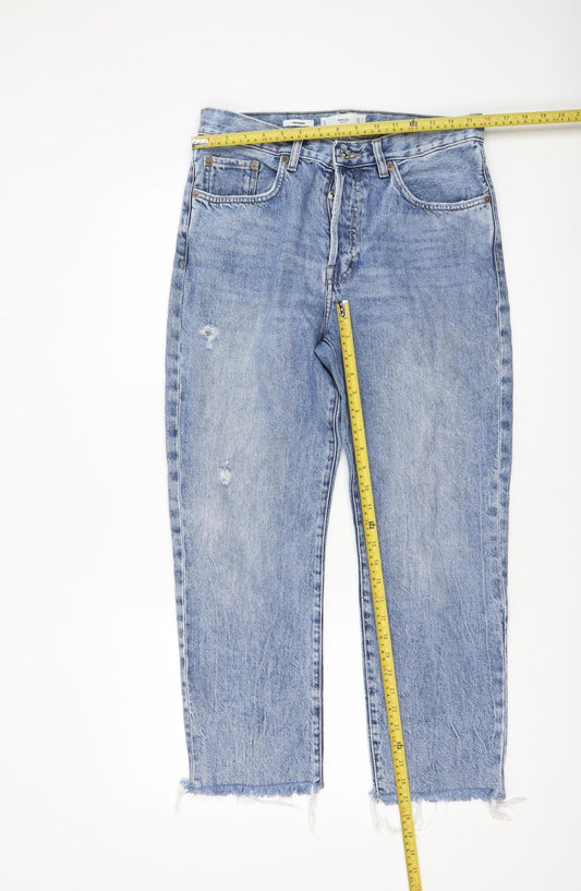 Womens UK Size 10 Mango Regular Fit Straight Blue Jeans
