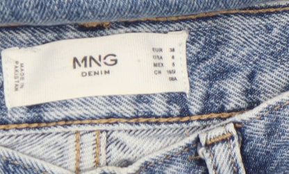 Womens UK Size 10 Mango Regular Fit Straight Blue Jeans