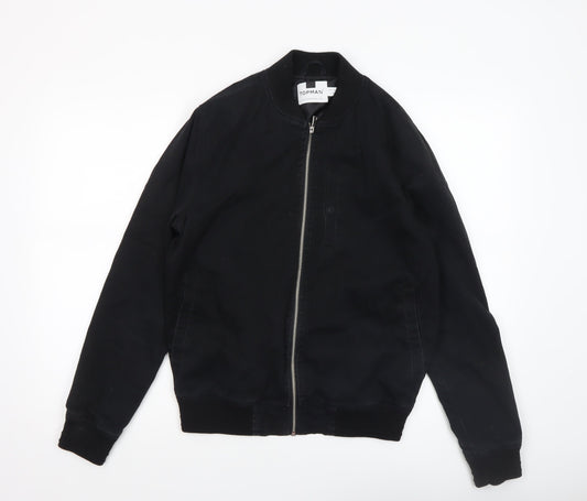Mens UK Size M Topman Black Bomber Jacket