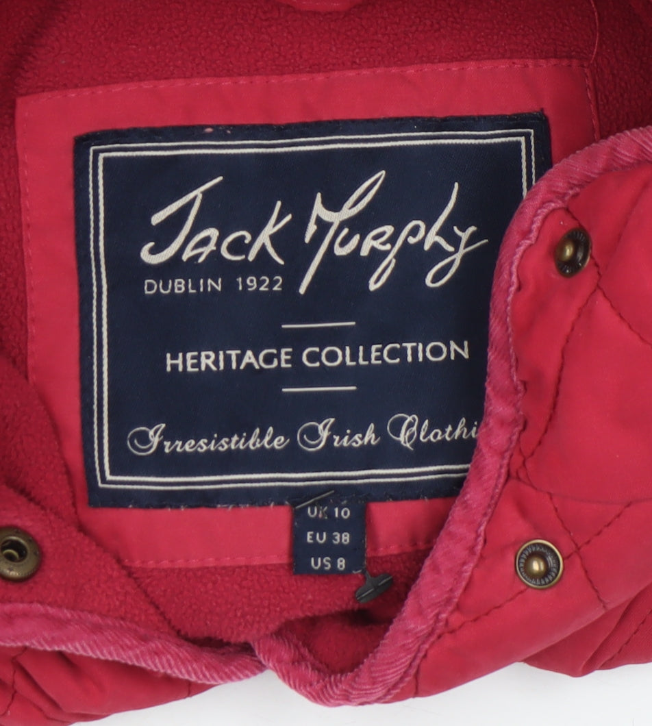 Womens UK Size 10 Jack Murphy Red Quilted Coat