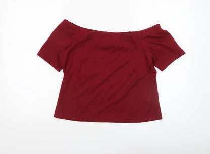 Womens UK Size 14 H&M Red Basic T-Shirt