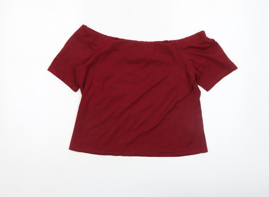 Womens UK Size 14 H&M Red Basic T-Shirt