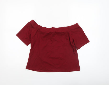 Womens UK Size 14 H&M Red Basic T-Shirt