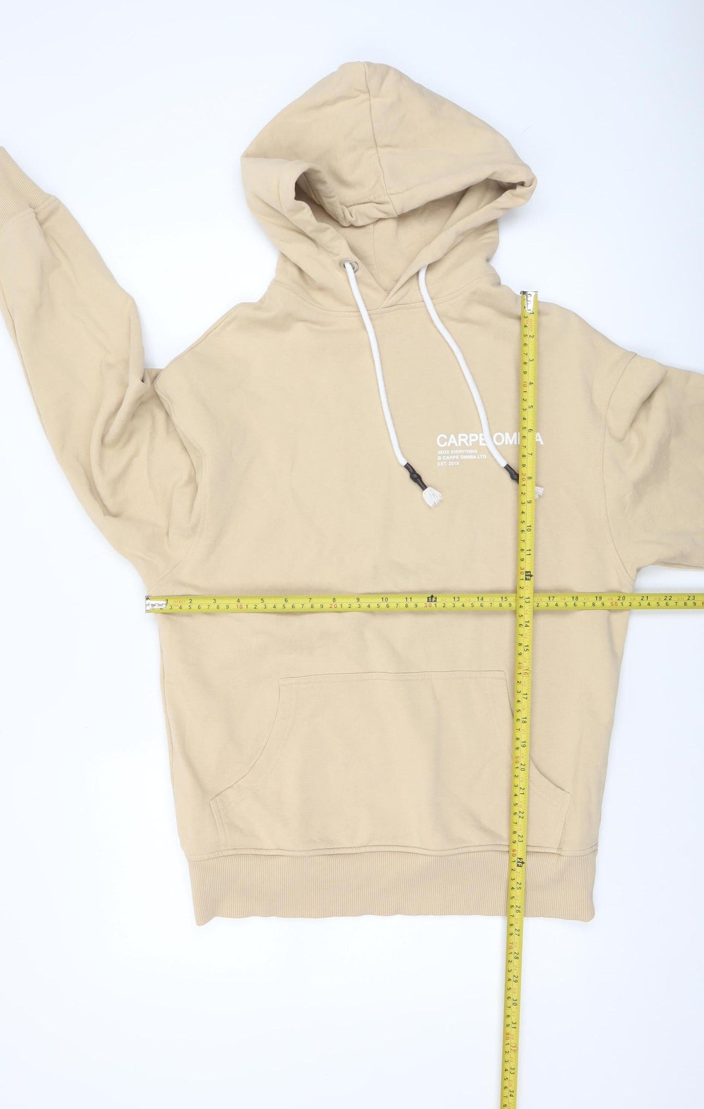 Mens UK Size XS Carpe Omnia Beige Pullover Hoodie