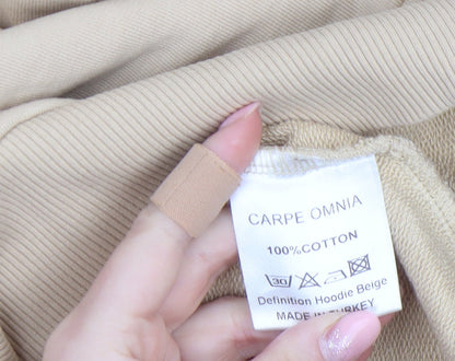 Mens UK Size XS Carpe Omnia Beige Pullover Hoodie